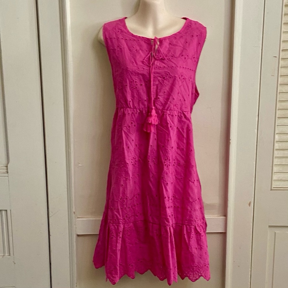 SHEIN Pink Eyelet Lined Dress, New Without Tag, Size 12